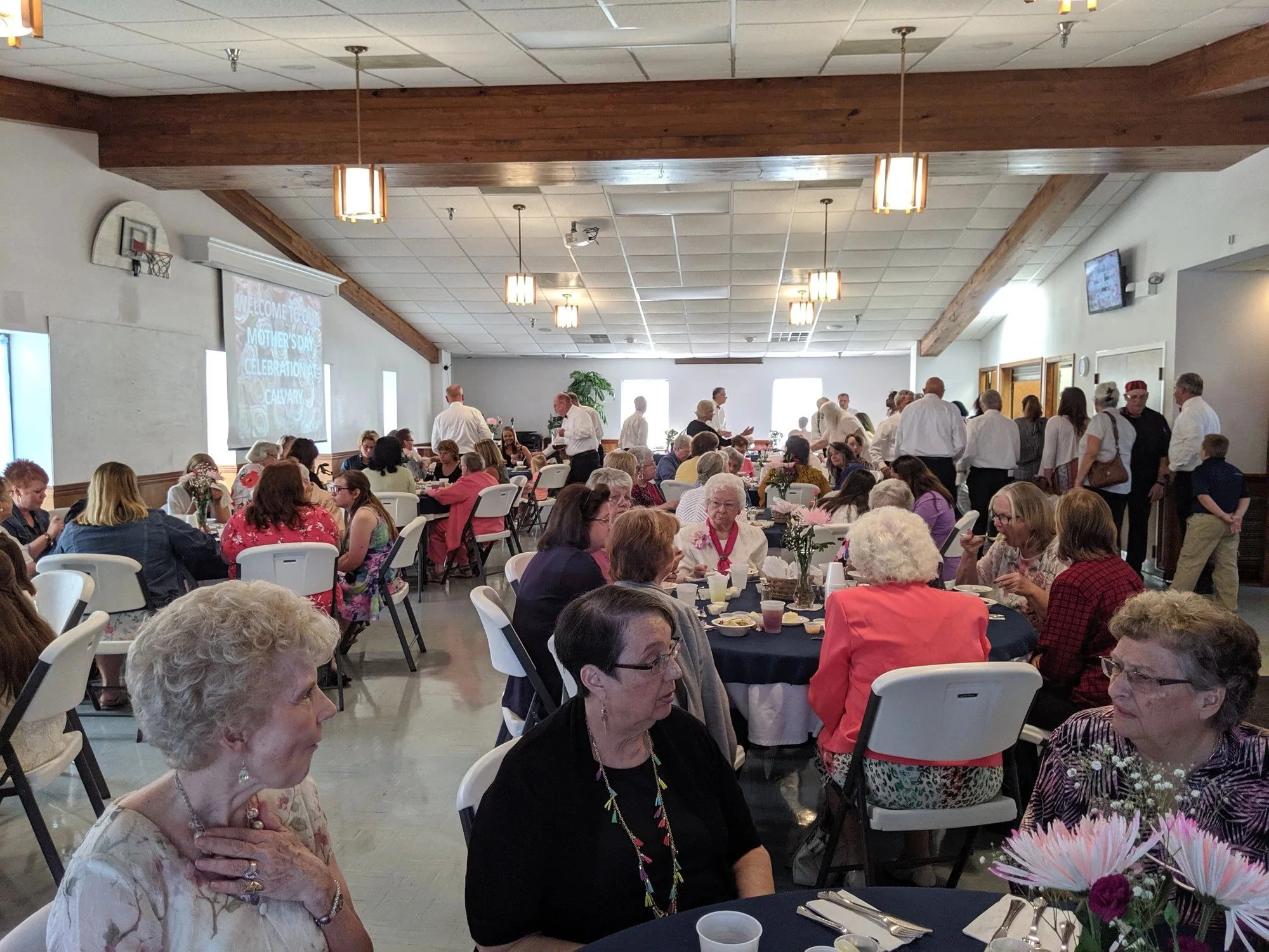 Calvary members sharing a fellowship meal